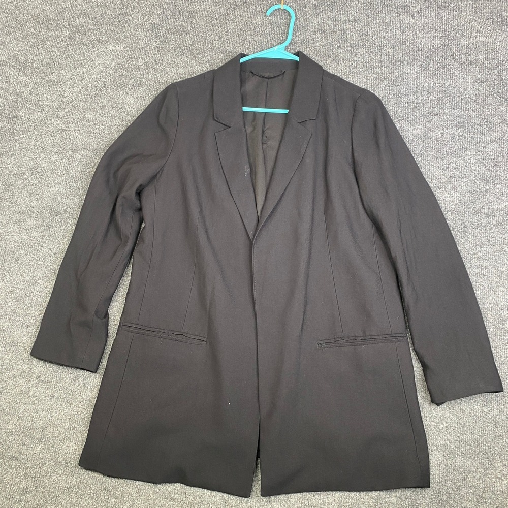 AllSaints Aleida Blazer Black Open Front Longline Jacket US 4 UK 8 WT016P